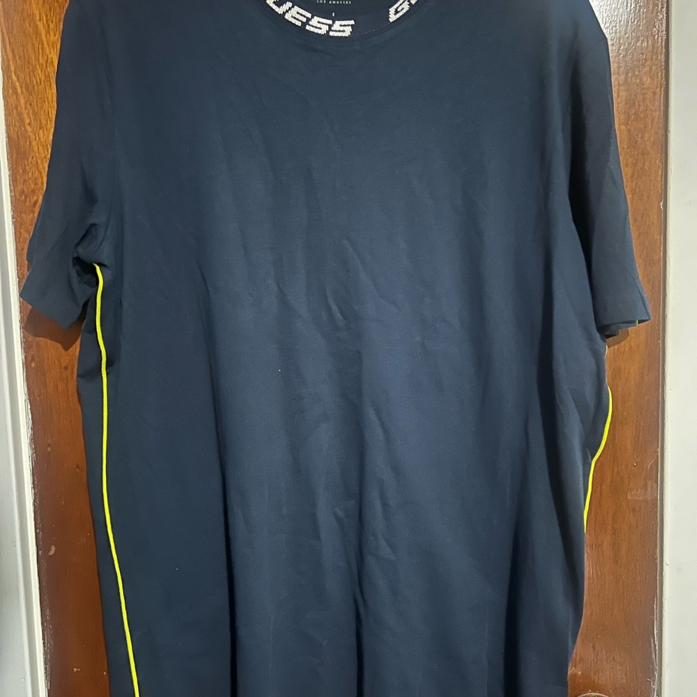 Guess Men’s Norm CN T-shirt Large Silk Blue New with Tags